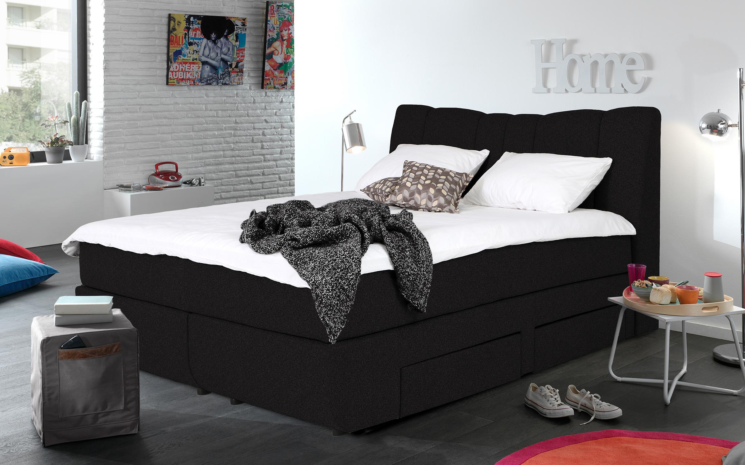 Pat dublu Heyla Boxspring 160/200, negru  1